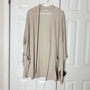 J. Jill Love Linen Open Front Cardigan Pockets Sustainable Timeless Sz 3X